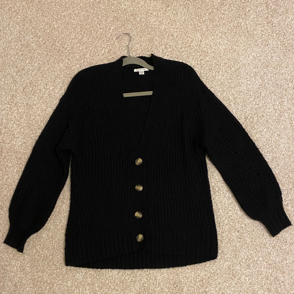 Black Button-up Cardigan Sweater